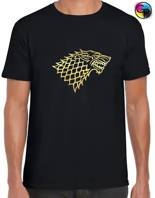 Buy Direwolf Gold Stark Mens T Shirt Cool Game Of Dragons Jon Snow Khaleesi Thrones • 8.99£
