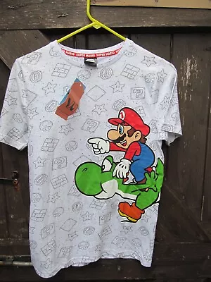 Buy Kids Official Super Mario + Yoshi Grey T Shirt ( Age 13-14 Years ) New • 9.99£