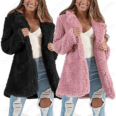 Buy New Women Soft Teddy Fur Oversized Lined Coat Ladies Borg Shearling Open Jacket • 24.99£