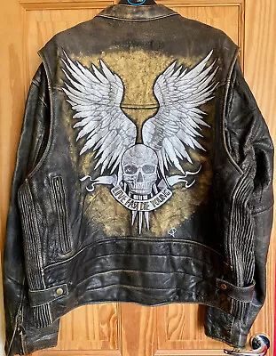 Buy Hand Painted Vintage Leather Cafe Motorcycle Jacket - Heavy Biker Jacket • 240£