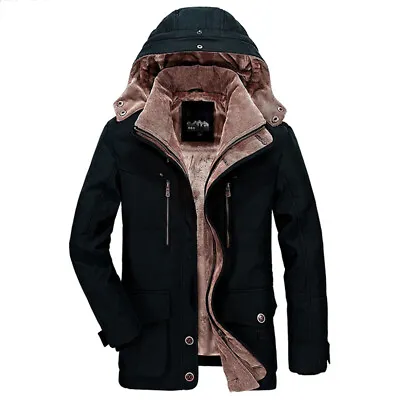 Buy Mens Winter Warm Coat Long Sleeve Thicken Jacket Men Casual Fleece Lined Holiday • 50.99£