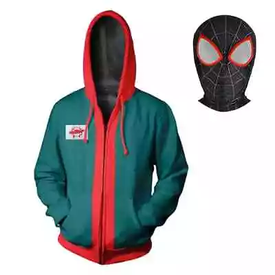 Buy Spider Man Miles Morales Hoodie And Mask Adult Superhero Cosplay Costume  XL • 17.43£