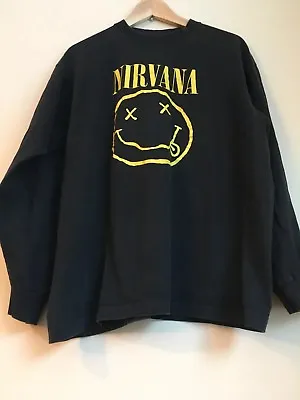 Buy Vintage Nirvana Shirt, Black And Yellow Smiley Face TShirt, Black XL • 378£