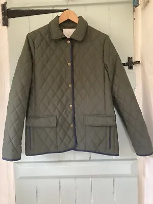 Buy House Of Bruar Quilted Green Coat Jacket Check Lining Size 12 • 30£