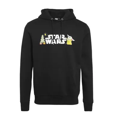 Buy Disney Star Wars Christmas Tree Print Baby Yoda Front Pocket Men Hoodie XSmall  • 18.99£