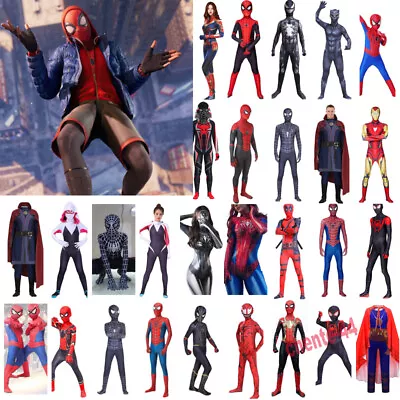 Buy Superhero Spiderman Cosplay Costume Fancy Dress Up Halloween Jumpsuit Adult Kids • 20.19£