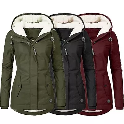 Buy Trendy Ladies Hooded Parka Jacket Faux Fur Coat Winter Warm Overcoat In • 36.59£