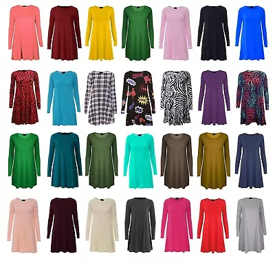 Buy Ladies Women(Long)Sleeve Swing Dress Skater Party Top Dress Tunic Print T-shirt • 8.99£