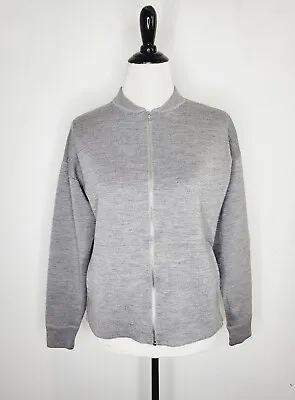 Buy ALEXANDER WANG Women's Zip-Front Knit Bomber Jacket Heather Gray Small Excellent • 134.06£