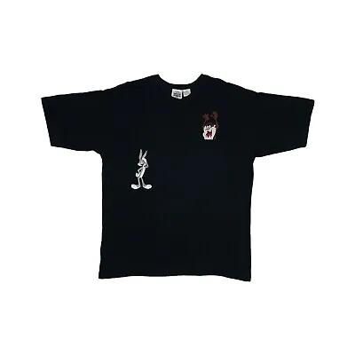 Buy Vintage Warner Bros T-Shirt Mens Medium 1995 Taz And Bugs Bunny Embroidered • 40£