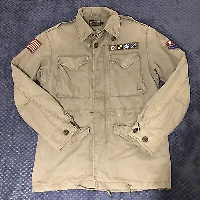 Buy Mens Ralph Lauren Small Military Army M65 Jacket Trooper Patches Distressed • 125£