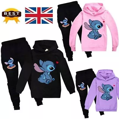 Buy Child Boys Girls Lilo And Stitch Tracksuit Set Hooded Jumper Sweatshirt Pants • 19.07£