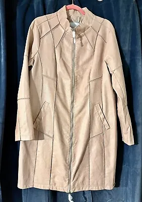 Buy Rino & Pelle Ladies Pink Vegan Leather Longline Jacket Zip Bnwt Fit Uk14 Eu 44 • 36.99£