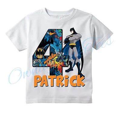 Buy Batman Comic Superhero Custom T-shirt PERSONALIZE Birthday Choose NAME/AGE • 9.84£