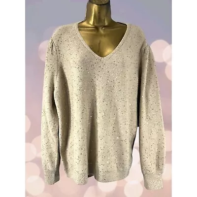 Buy NWT Loft Gold Sequin Lurex V Neck Sweater Sparkly Party NYE Cocktail Festive XXL • 66.44£