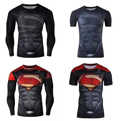 Buy Mens T Shirt Compression Top Gym Superhero Avengers Marvel Muscle Superman • 14.99£