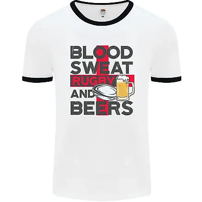 Buy Blood Sweat Rugby And Beers England Funny Mens Ringer T-Shirt • 12.99£