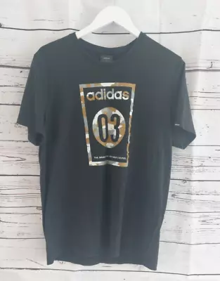 Buy Adidas T-shirt Size MEDIUM  Black Brown Camouflage Spellout Short Sleeve T-Shirt • 16.99£