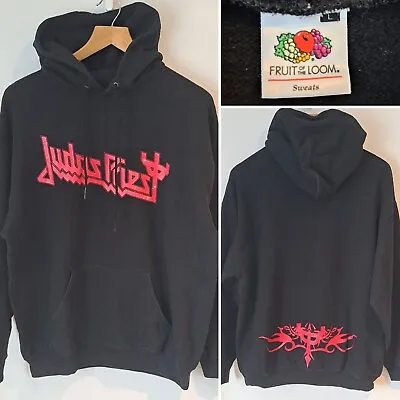 Buy Judas Priest Logo Fruit Of The Loom Black Pullover Hoodie Sweater Size Large • 24.99£