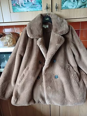 Buy Next Ladies Faux Fur Coat Size 14 Bnwot Tan  • 15.99£