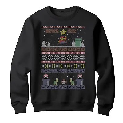 Buy Mario Gamer Inspired Retro Gaming Freak Christmas Jumper Ugly Xmas Sweatshirts • 19.99£