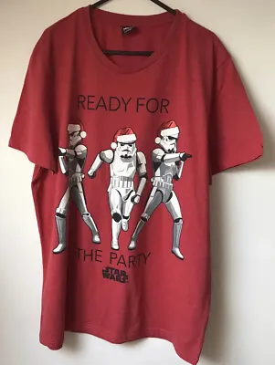 Buy Star Wars Red Christmas Ready For The Party XL  Stormtrooper T-shirt By George • 6.99£