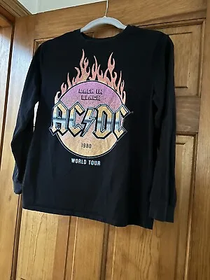 Buy AC-DC Child’s Size 10-12 Long Sleeve Back In Black Tour 1980 T-shirt • 6.30£