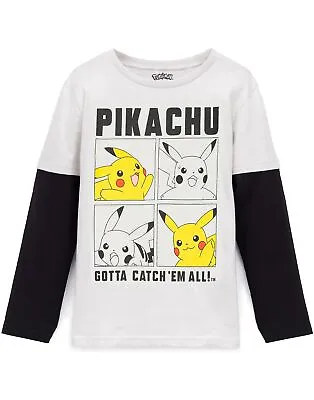 Buy Pokemon T-Shirt Boys Kids Skater Clothes Grey Pikachu Game Top • 11.99£
