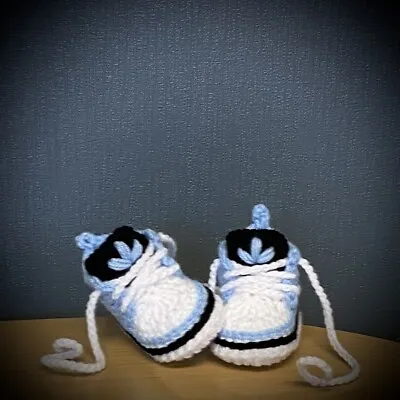 Buy Crochet Baby Shoes Handmade Crochet Wool Baby Trainers Booties Sneakers Slippers • 5.99£
