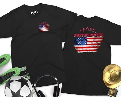 Buy USA Flag T-Shirt American Soccer United States Stripes Patriotic & America Stars • 15.99£