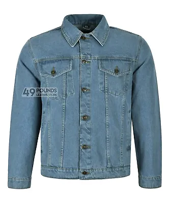 Buy Mens Denim Trucker Jacket Classic Western Jacket Stonewash Casual Jeans Jacket • 16.99£