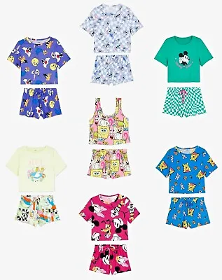 Buy Ladies Character Pyjamas 22-24 Women T-Shirt Vest Shorts Summer PJs Primark • 18.95£