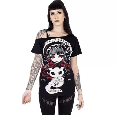 Buy Cupcake Cult Ouija Demon T Shirt Black Red Off The Shoulder Top Cat Goth Emo L • 22.99£