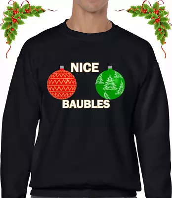 Buy Nice Baubles Christmas Jumper Sweater Funny Joke Rude Design Xmas Festive Fun • 13.99£