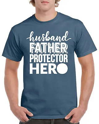 Buy Fathers Day Gifts T Shirt TShirt T-Shirt Husband Father Protector Hero Daddy Dad • 12.99£