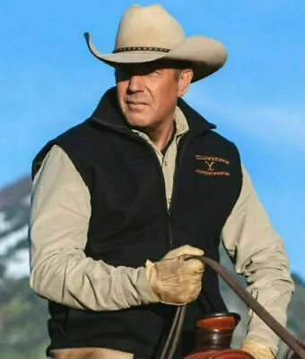 Buy Men's Yellowstone Vest Kevin Costner John Dutton Black Cotton Vest Jacket • 59.12£