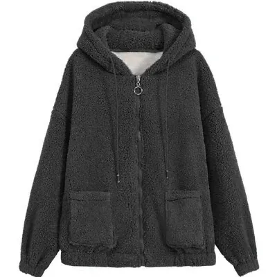 Buy Womens Teddy Bear Hoodie Ladies Casual Baggy Hooded Jacket Zip Up Fleece Coat • 12.11£