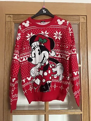 Buy Womens George Disney Minnie Mouse Christmas Jumper Soft Red Knitted Size Small S • 13.99£