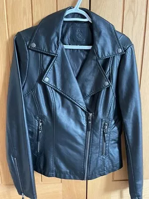 Buy Max Studio Black Faux Leather Biker Jacket Size M • 46£