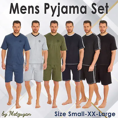 Buy Mens T Shirt Top & Shorts Pyjama Set Jersey Cotton Wear PJ Loungewear Size S-XXL • 9.99£