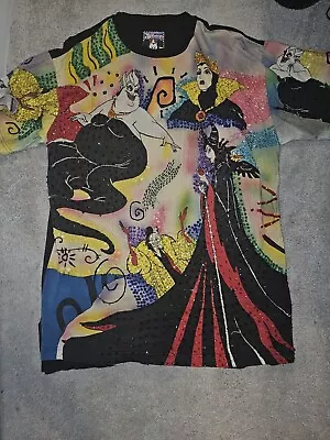 Buy Vintage Disney Villains Shirt Womens X- Large Black JouJou Sequins • 62.73£