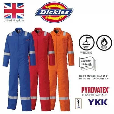 Buy Dickies Pyrovatex Coverall Flame Retardant Overall Boiler Suit Reflective Tape • 39.95£