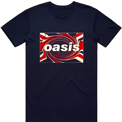 Buy Oasis - Union Jack Logo Navy Official Licensed T-Shirt • 16.99£