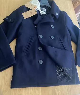 Buy &Sons Boardwalk Peacoat Medium ( I Say Small Navy Blue New With Tags On RRP £350 • 275£