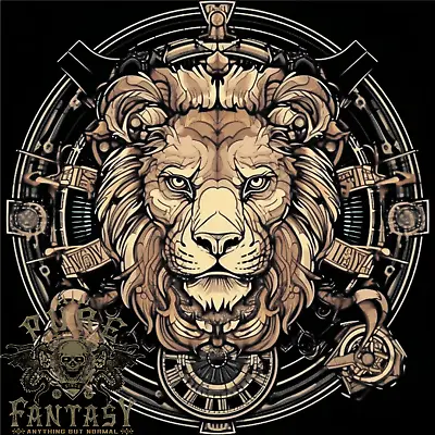 Buy A Lions Head On A Timepiece Shield Mens Cotton T-Shirt Tee Top • 10.75£