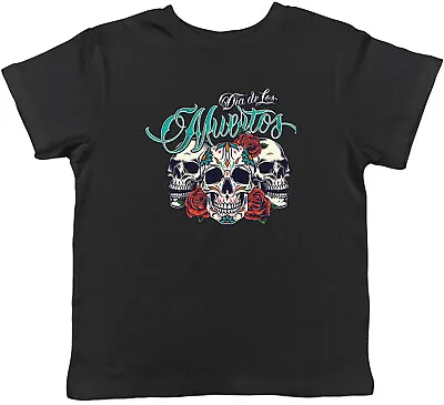 Buy Day Of The Dead T-Shirt Triple Skull Head Dia De Los Murtoes Children Boys Girls • 5.99£