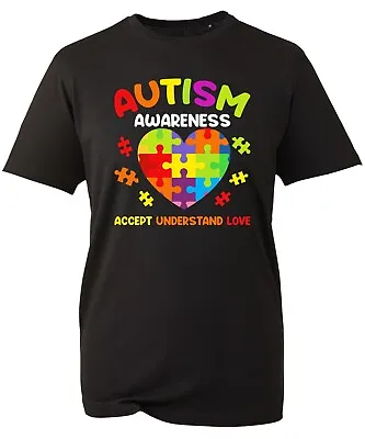 Buy Autism Awareness T-Shirt Accept Understand Love Puzzle Pieces Heart Awareness • 8.99£