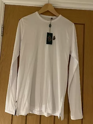 Buy LUKE 1977 SPORT Jersey T Shirt S Long Sleeve Basic White Cotton Brand New • 8.99£