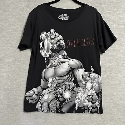 Buy Marvel Avengers Assemble Junior Womens Graphic T-Shirt Xxl Black Hulk Iron Man • 7.56£