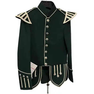 Buy 100% Wool Military Piper Drummer Doublet Tunic Pipe Jacket - Size 32 Long Green • 74£